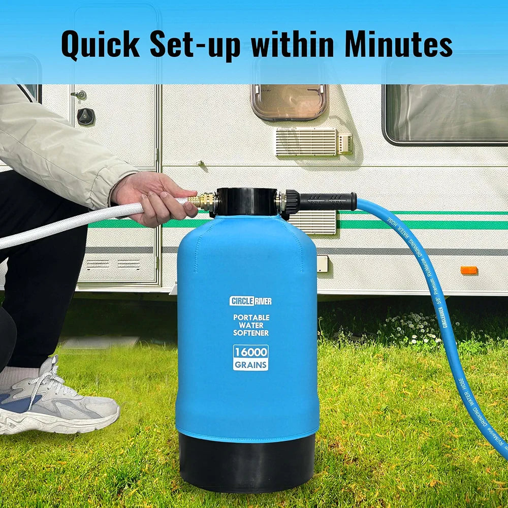 RV Water Softener with Water Hose, 16000 Grains