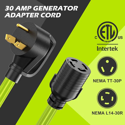 30 Amp Generator Adapter, TT-30P Male to L14-30R Female