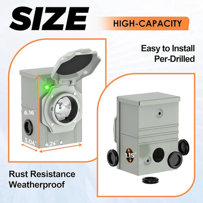 50 Amp 25FT Generator Cord and Power Inlet Box Combo Kit