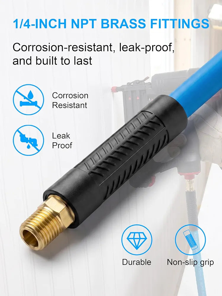 50 FT Hybrid Air Hose 3/8" I.D. Air Compressor Hose 