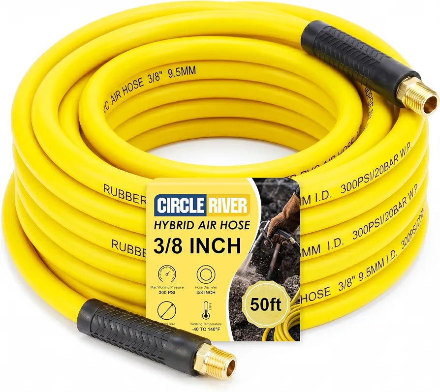 50 FT Hybrid Air Hose 3/8" I.D. Air Compressor Hose 