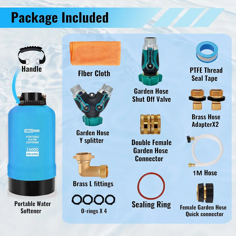 RV Water Softener with Water Hose, 16000 Grains