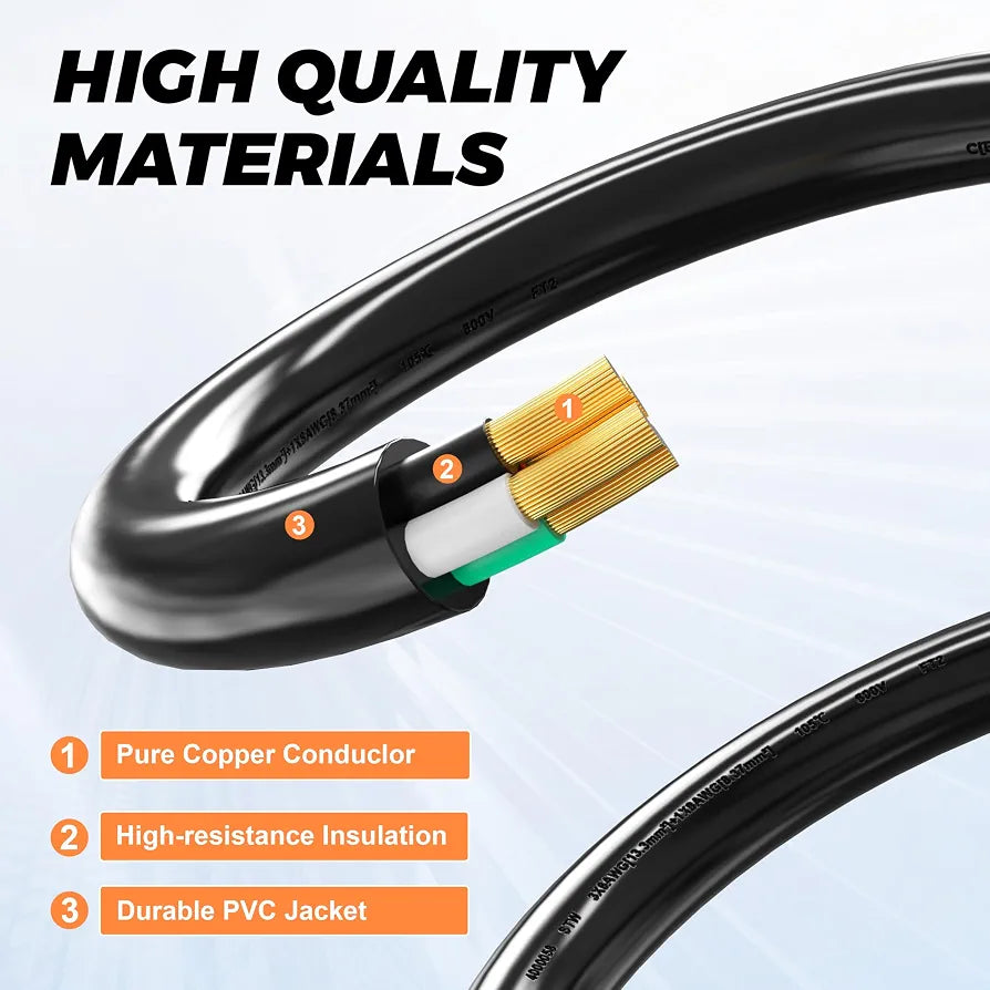 50 Amp 25 Feet Generator Cord, NEMA 14-50P Male to SS2-50R