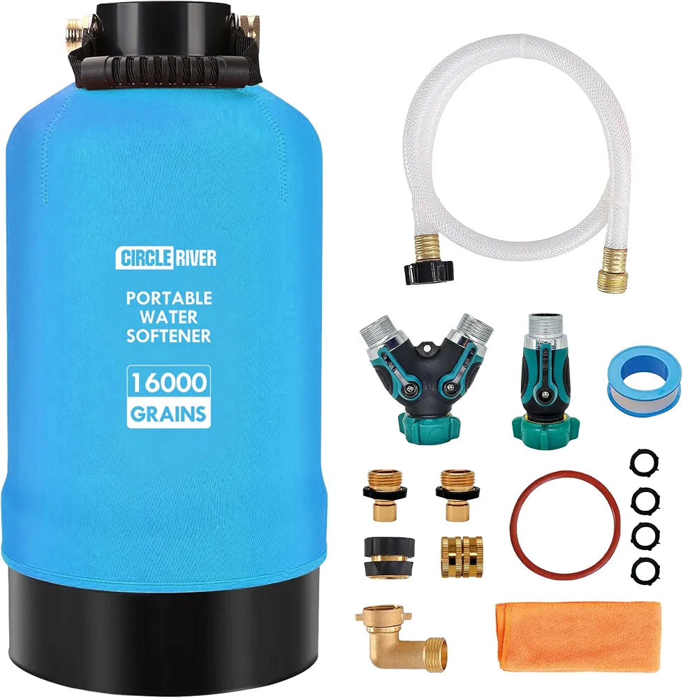 RV Water Softener with Water Hose, 16000 Grains