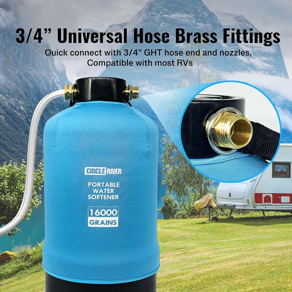 RV Water Softener with Water Hose, 16000 Grains
